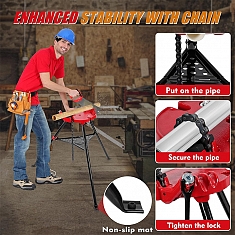 Применение универсальных складных трубных верстаков-треног с цепными тисками Remmers Tristand 1/8-6 Применение универсальных складных трубных верстаков-треног с цепными тисками Remmers Tristand 1/8-6