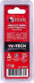 Упаковка алмазных сверел вакуумного спекания Diam Extra Line V-Tech HEX-E 1/4" 6 мм